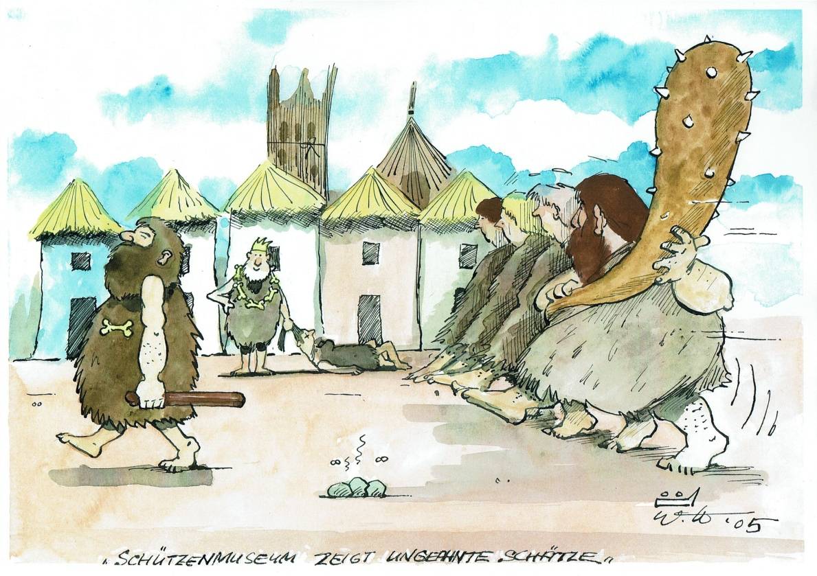  Die Schützenfest-Karikaturen von Wilfried Küfen sind legendär und aus dem Sommerbrauchtum nicht mehr weg zu denken.  