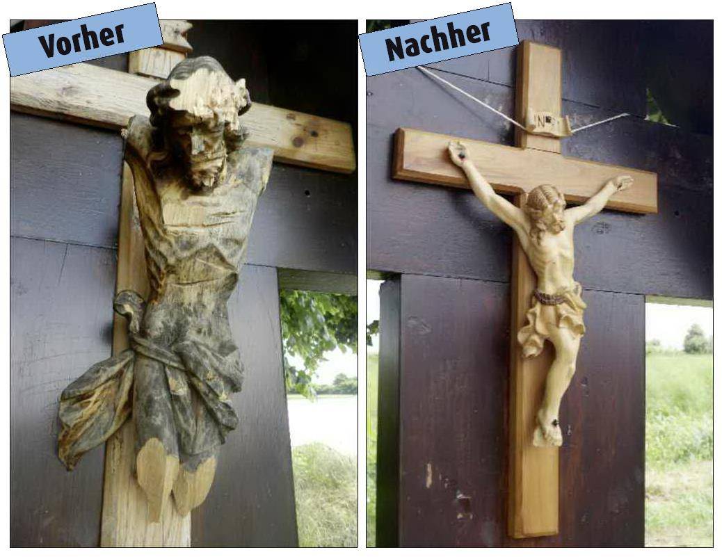  Ein trauriger Anblick bot sich den Anwohnern nach der grausamen Attacke. Jetzt gibt es eine neue Jesusfigur. 