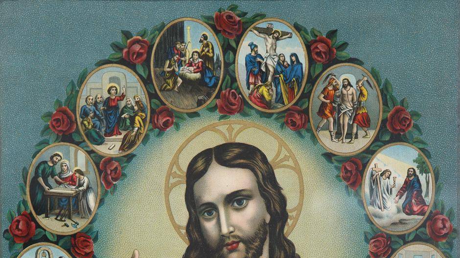 Kleine Andachtsbilder und Bunte Bilderbogen mit religiösen Motiven waren früher in...