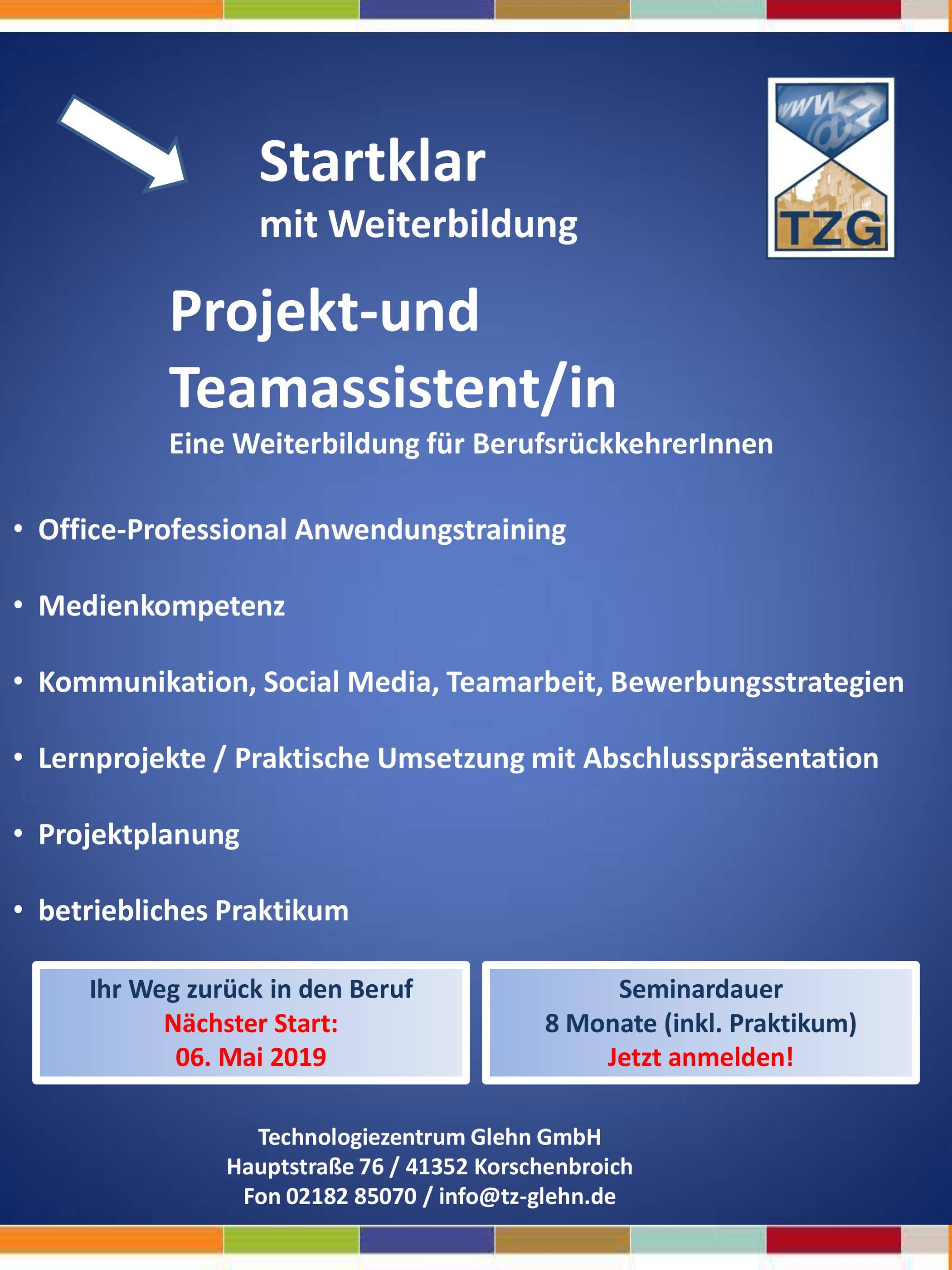 Technologiezentrum Glehn: Beruflicher Neuanfang – Weiterbildung lohnt sich!