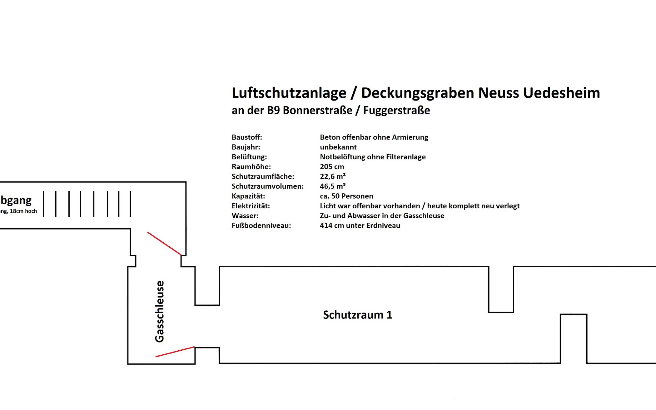  Eine Skizze des Bunkers in Uedesheim. 