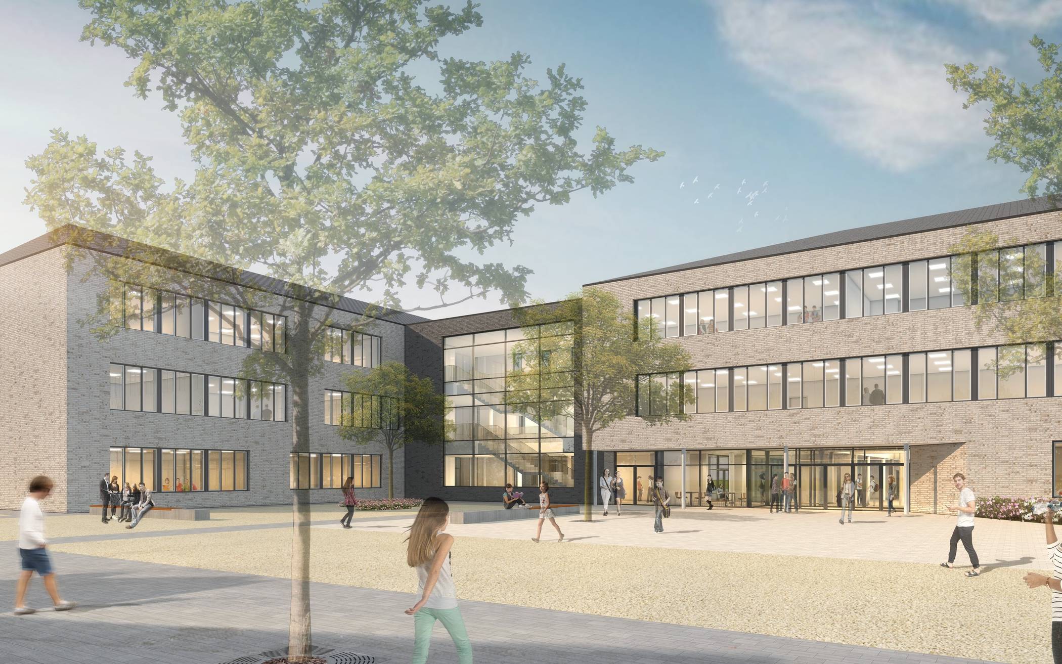  So soll die neue Gesamtschule Kaarst einmal aussehen. Die Fertigstellung ist für das Jahr 2023 vorgesehen. 