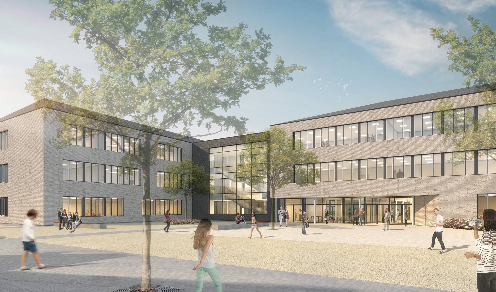  So soll die neue Gesamtschule Kaarst einmal aussehen. Die Fertigstellung ist für das Jahr 2023 vorgesehen. 